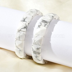 Square Synthetic Howlite Beads Stretch Bracelets for Women Men&nbsp;BJEW-C097-06V