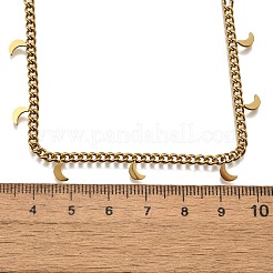 304 Stainless Steel Twisted Chain Necklaces with Moon Charm Tassel&nbsp;NJEW-R023-08G