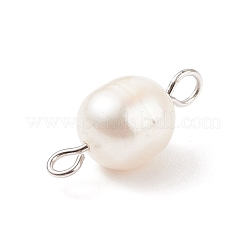Natural Cultured Freshwater Pearl Beads Connector Charms&nbsp;PALLOY-JF01551-01