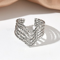 304 Stainless Steel Multi Layer Cuff Open Rings for Women&nbsp;RJEW-A095-04P