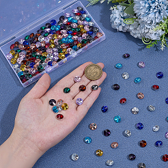 192Pcs 12 Colors Diamond Glass Rhinestone Cabochons&nbsp;RGLA-PH0001-21