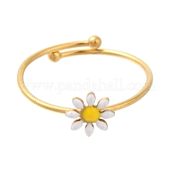 Daisy Enamel Finger Rings&nbsp;RJEW-M023-01G