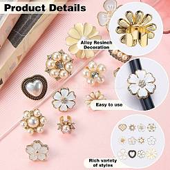 12Pcs Flower Alloy & Resin Enamel Stethoscope Pendant Decorations&nbsp;HJEW-SW00237