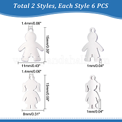 16Pcs 2 Styles 201 Stainless Steel Pendants&nbsp;STAS-UN0033-76