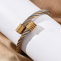 304 Stainless Steel Torque Bangles for Women&nbsp;BJEW-P310-21GP