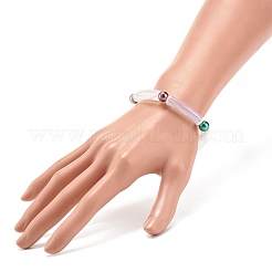 Acrylic Curved Tube & Round Chunky Stretch Bracelet for Women&nbsp;BJEW-JB08282
