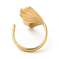 Ion Plating(IP) 304 Stainless Steel Shell Shape Open Cuff Ring for Women&nbsp;RJEW-E063-12G
