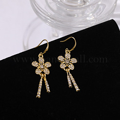 Flower Alloy Crystal Rhinestone Tassel Dangle Earrings&nbsp;FS-WG038B8-01