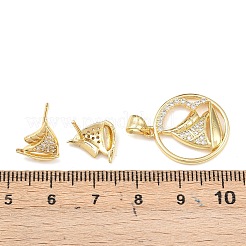 Brass Micro Pave Cubic Zirconia Pendant & Stud Earrings Sets for Women&nbsp;SJEW-F227-01B-G