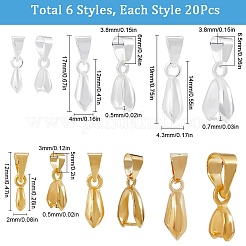 120Pcs 6 Styles Brass Ice Pick Pinch Bails for Pendant Making&nbsp;KK-SC0005-18