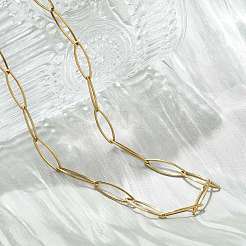 Ion Plating(IP) 304 Stainless Steel Paperclip Chain Necklace for Men Women&nbsp;NJEW-P272-02G