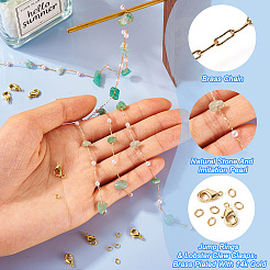 3m Natural Green Aventurine Chips & ABS Plastic Imitation Pearl Beaded Chains Necklace Making Kits&nbsp;CHC-TA0001-30A