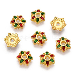 6-Petal Alloy Enamel Bead Caps&nbsp;X1-ENAM-TAC0023-07