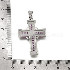 Brass Micro Pave Magenta Cubic Zirconia Pendants&nbsp;CU-CBA4BAF-03P