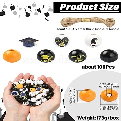 Graduation Season Theme DIY Round Natural Wood Beads & Jute Cord Pendant Making Kits&nbsp;DIY-CJ0002-71
