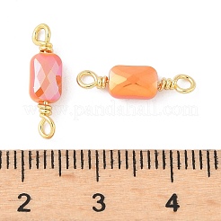 Electroplate Glass Faceted Rectangle Connector Charms&nbsp;KK-C097-05G-02