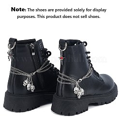 4Pcs 3 Styles Brass Boot Strap Chains & Alloy Siam Rhinestone Shoes Charms Sets&nbsp;HJEW-BM0001-12