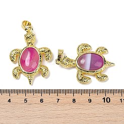 Natural Banded Agate(Dyed & Heated) & Brass Pendants&nbsp;KK-F887-01G-09