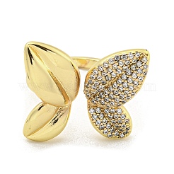 Bowknot Brass Micro Pave Clear Cubic Zirconia Cuff Rings&nbsp;RJEW-L113-004G