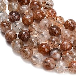 Natural Black Gold Rutilated Quartz Beads Strands&nbsp;G-L657-B02-10mm