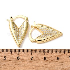 Brass Micro Pave Cubic Zirconia Heart Hoop Earrings&nbsp;EJEW-D332-03A-G