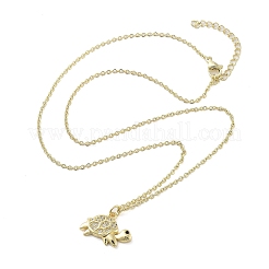 Brass Micro Pave Clear Cubic Zirconia Cable Chain Turtle Pendant Necklaces for Women&nbsp;NJEW-M009-01G-B