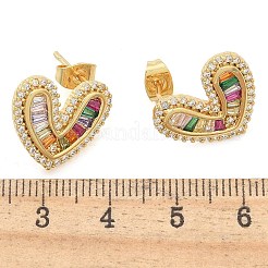 Rack Plating Brass Micro Pave Cubic Zirconia Stud Earrings for Women&nbsp;EJEW-C125-19G