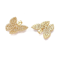 Brass Micro Pave Cubic Zirconia Pendants&nbsp;KK-T070-33G