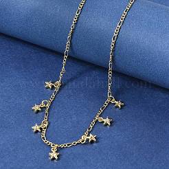 Brass Micro Pave Clear Cubic Zirconia Star Pendant Necklaces&nbsp;NJEW-B157-04G