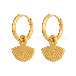 304 Stainless Steel Fan Shaped Huggie Hoop Earrings&nbsp;UO2750