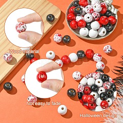 Halloween Theme Printed Natural Wooden Beads&nbsp;WOOD-YW0001-22