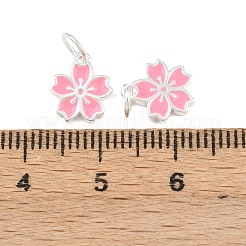 925 Sterling Silver Enamel Hot Pink Flower Charms&nbsp;STER-A049-04S