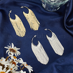 2 Pairs 2 Colors Alloy Tassel Stud Earrings&nbsp;EJEW-AN0004-75