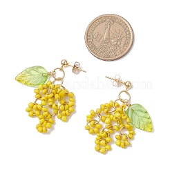 Handmade Glass Seed Beads Flower Dangle Stud Earrings&nbsp;EJEW-TA00703