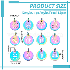 12Pcs 12 Styles Hollow Stainless Steel Charms&nbsp;FIND-WR0012-01