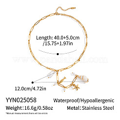 Fashion Ocean 304 Stainless Steel & Natural Pearl & Natural Shell Fish Starfish Pendant Y Necklaces for Women&nbsp;KI2842