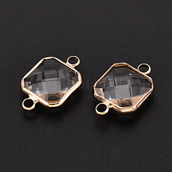 Brass with Glass Links/Connector Charms&nbsp;GLAA-T027-14