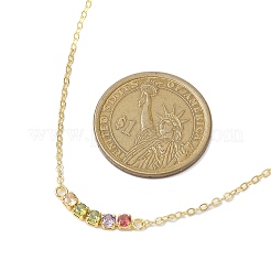 Rack Plating Brass Pave Colorful Cubic Zirconia Cube Link Necklaces&nbsp;NJEW-JN04999
