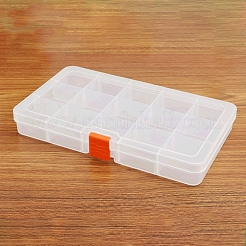 15 Grids Transparent Rectangle Plastic Beads Storage Containers&nbsp;PAAG-PW0012-03