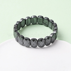 Oval Non-magnetic Synthetic Hematite Beads Stretch Bracelets for Unisex&nbsp;BJEW-Z149-05A