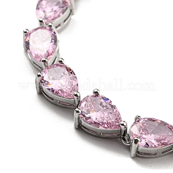 Rack Plating Brass Pave Cubic Zirconia Teardrop Links Bracelets for Women&nbsp;BJEW-H604-01P-03