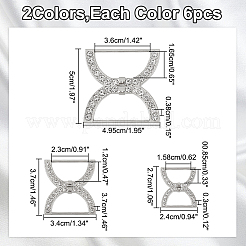 12Pcs 3 Styles Alloy Rhinestone Underwear Strap Adjustment Buckles&nbsp;FIND-WR0010-52