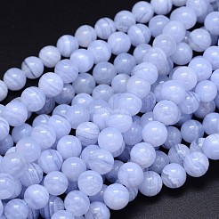 Grade AA Natural Blue Lace Agate Beads Strands&nbsp;G-F222-30-4mm
