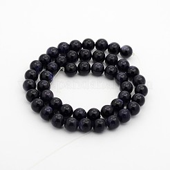 Synthetic Blue Goldstone Round Bead Strands&nbsp;G-P070-61-4mm