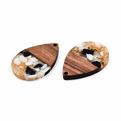 Transparent Resin & Walnut Wood Pendants&nbsp;RESI-N025-028-A