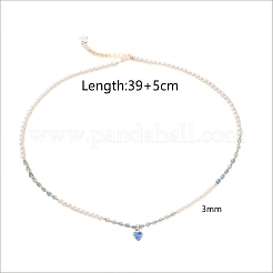 Ocean Heart Natural Slice Blue Pearl Necklace Small Fresh Lock Collar&nbsp;LR5640