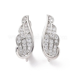 Rack Plating Brass Micro Pave Cubic Zirconia Hoop Earring Findings with Latch Back Closure&nbsp;ZIRC-C039-08P