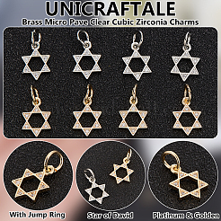 12Pcs 2 Colors Brass Micro Pave Clear Cubic Zirconia Charms&nbsp;KK-UN0004-16