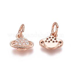 Brass Micro Pave Clear Cubic Zirconia Universe Space Charms&nbsp;ZIRC-F816-01-RG