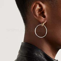 Stainless Steel Two Tone Ring Hoop Earrings&nbsp;DV3825